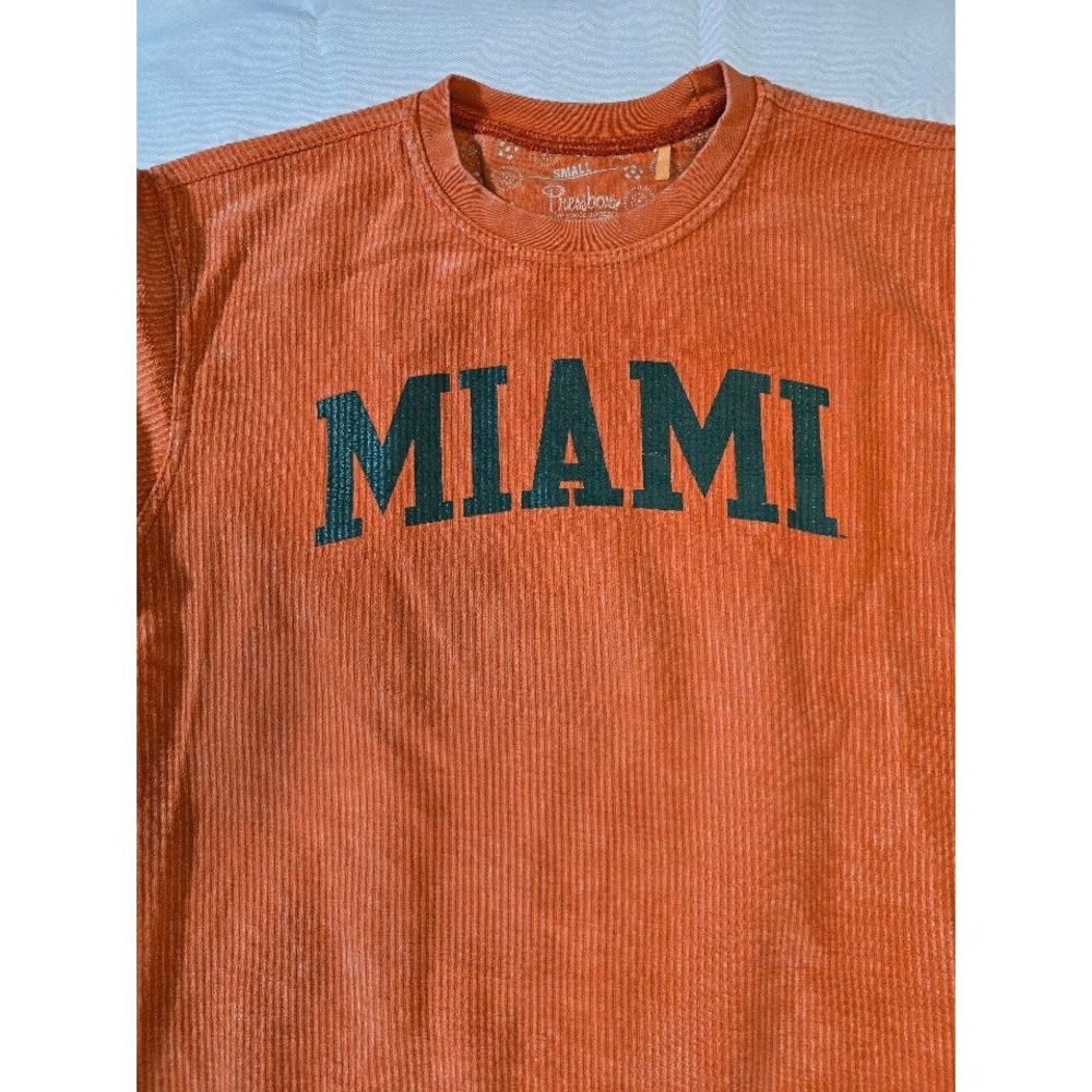 Pressbox Miami Sweatshirt‎ Thumb Hole Cuffs Pullover Top Orange Small Womens